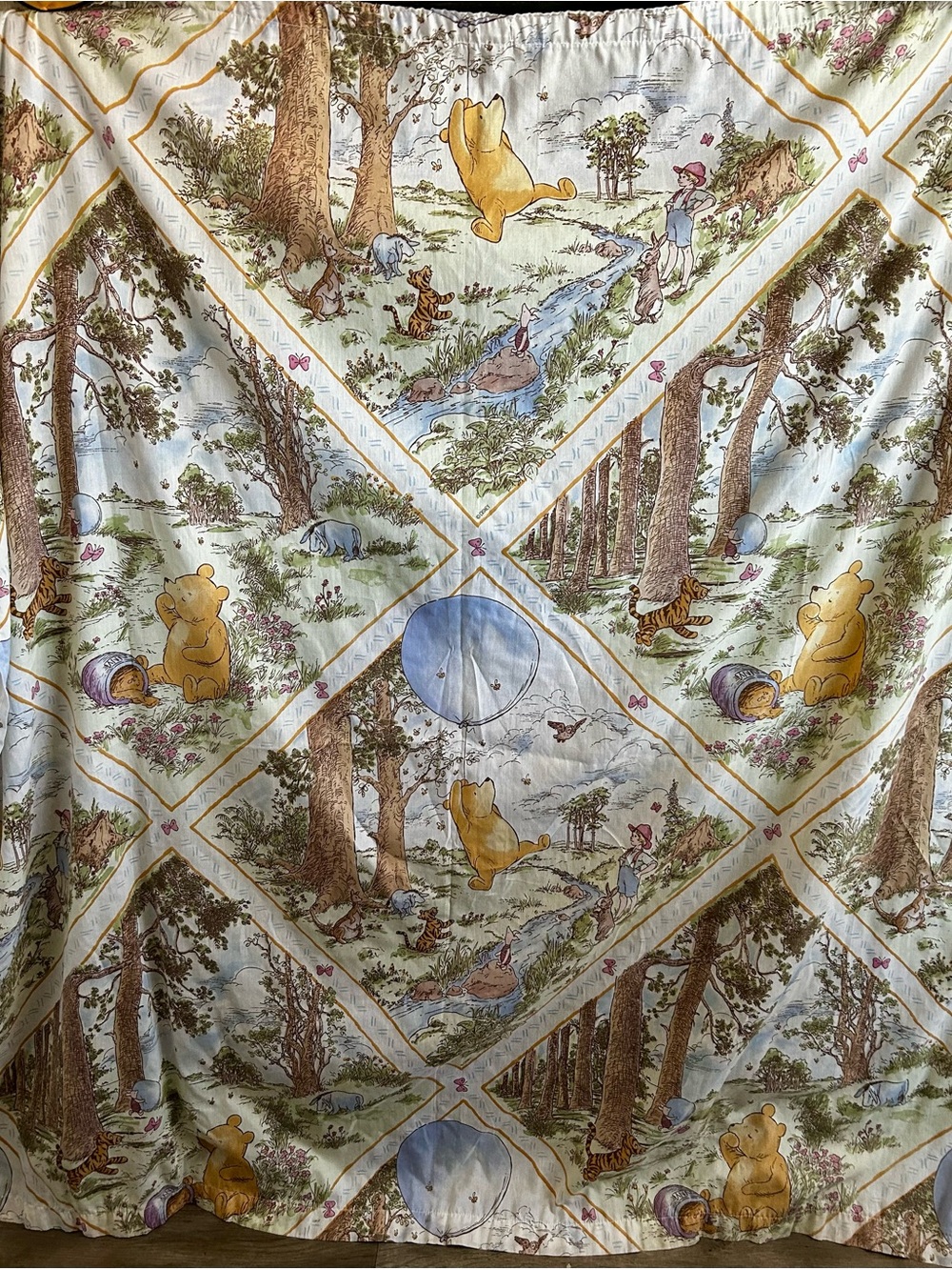 Vintage Rare Winnie the Pooh and Friends Tigger Piglet Shower Curtain Disney Kid